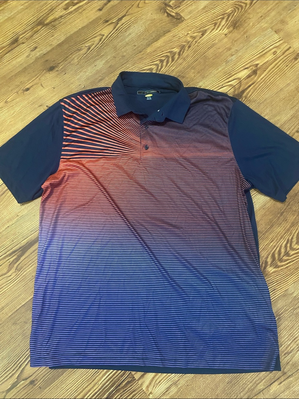 Greg Norman Collection Men's Gradient Polo in Navy & Red-Orange Fade
